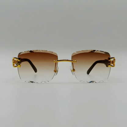 Diamond Cut Fashion Rimless Sunglasses