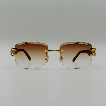 Diamond Cut Fashion Rimless Sunglasses