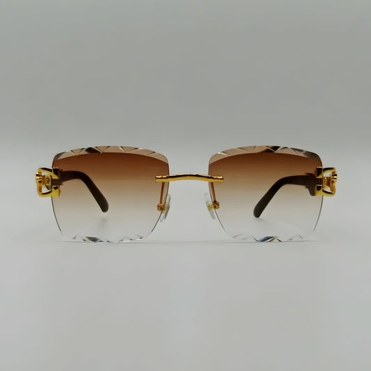 Diamond Cut Fashion Rimless Sunglasses